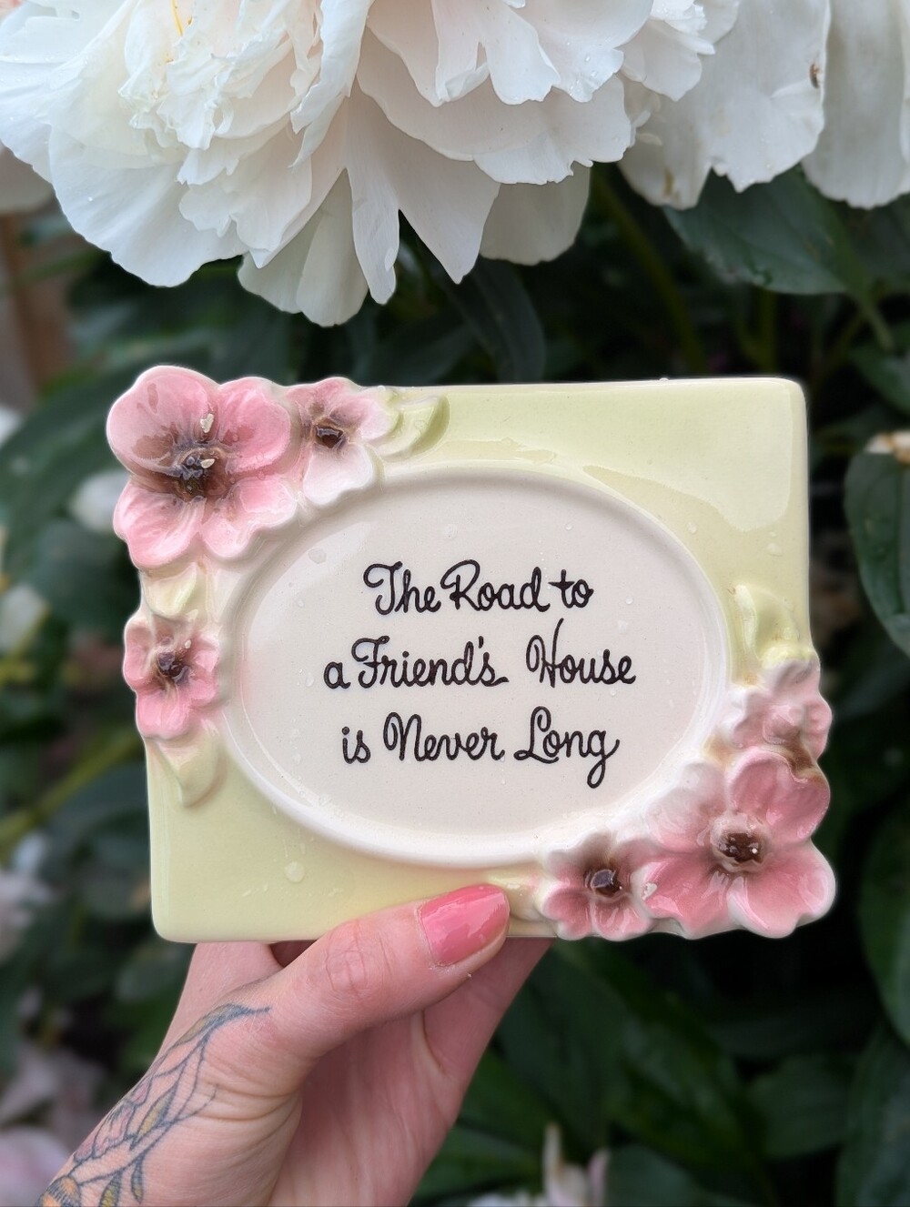 🌸VTG Floral Ceramic Friendship Planter Gift Home Decor Shabby Chic